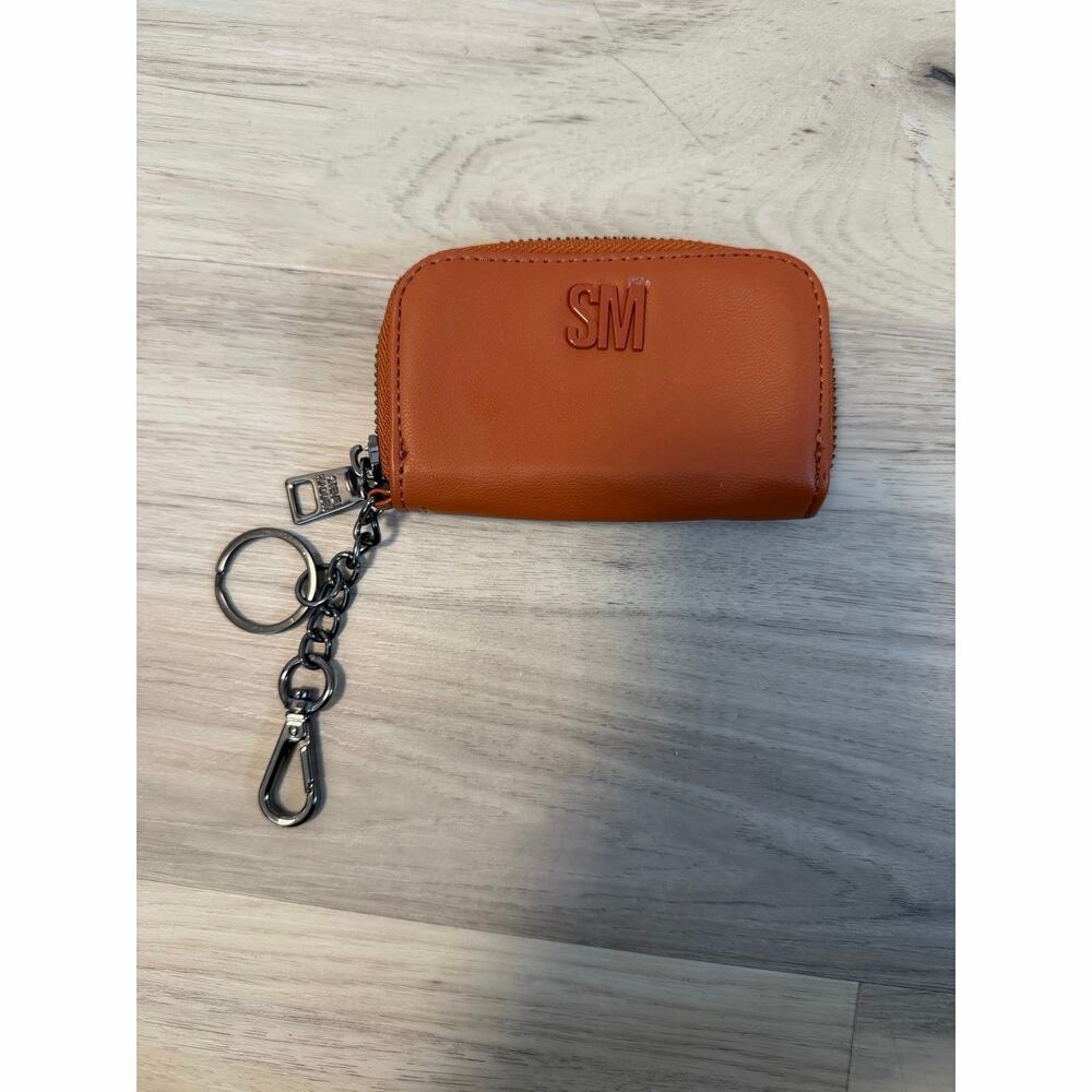 Steve Madden Mini Clip-On Pouch Keychain Wallet Coin Purse Zip Around Initials